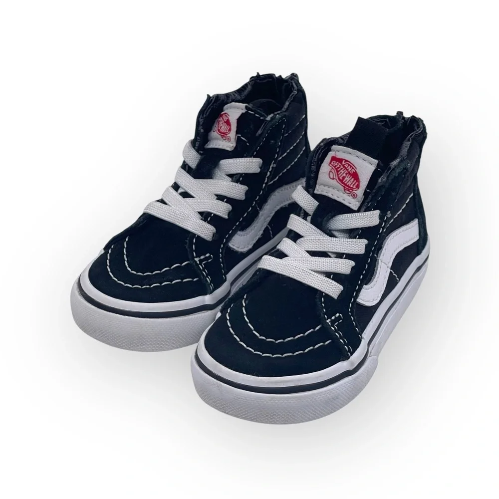 Vans™ ® ✌︎︎ Sk8-Hi Zip Hi Top Sneakers Skate Shoes ✌︎︎ Black Suede ✌︎︎ 5 Toddler